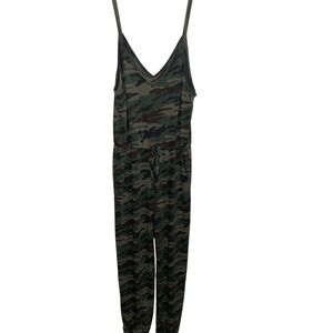 LABIZ Los Angeles Camouflage Jumpsuit Women's Spaghetti Strap Drawstring Waist L